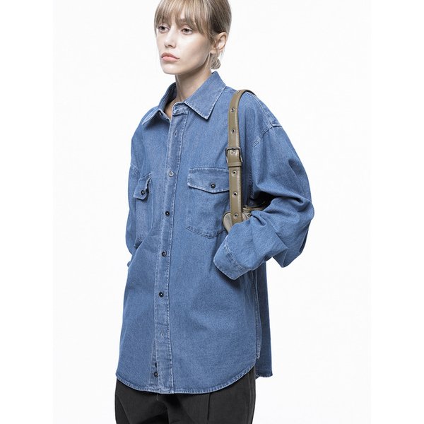 Western Pocket Denim Shirt - Mid Blue /W243SH03MB