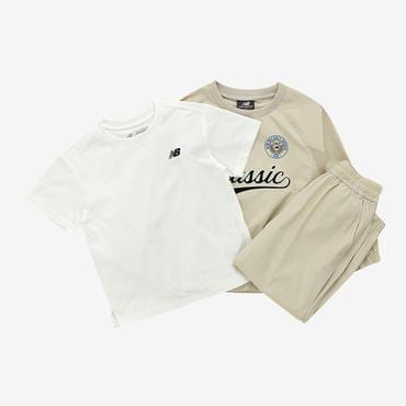 뉴발란스키즈 ESSENTIAL_3PCS 우븐 라운드 스웻셋업 (NK9YE3104U)