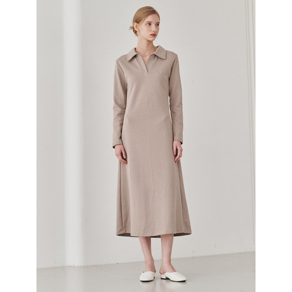 [리퍼브]Slim Fit Collar Dress - Beige