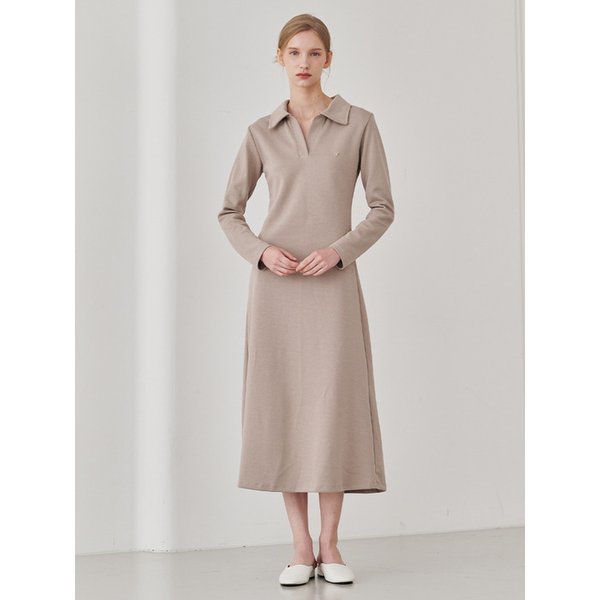 [리퍼브]Slim Fit Collar Dress - Beige
