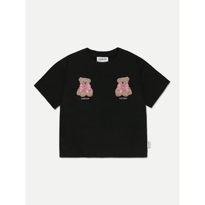 Ribbon bear Crop T-Shirts ACR501 (Black)