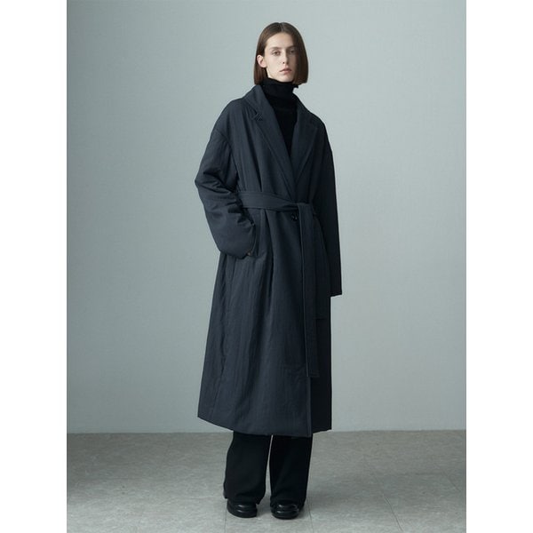 LAPEL NECK BELTED PUFFER COAT
