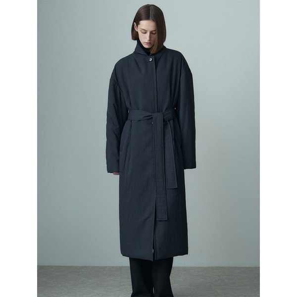 LAPEL NECK BELTED PUFFER COAT