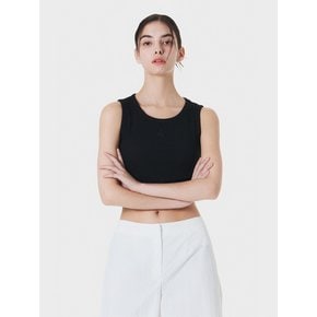 CROPPED CROSS WRAP SLEEVELESS TOP BLACK MBCSTO004BK