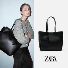 ZARA 자라 수납공간이 있는 토트백 블랙 6009/210