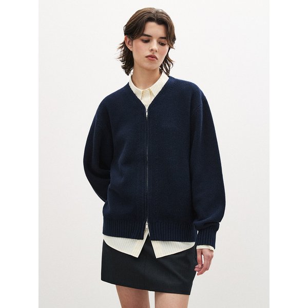 (우먼)허니콤브 집업 니트 - 4 COLOR