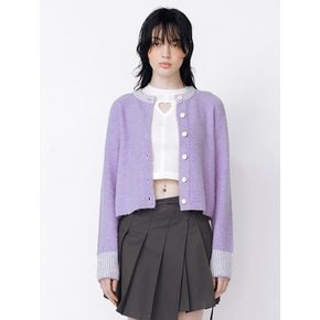 BOUCLE KNIT CARDIGAN - PURPLE