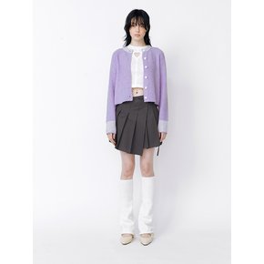 BOUCLE KNIT CARDIGAN - PURPLE