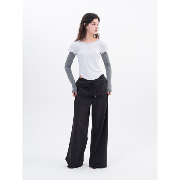Layerd Skirt Pants / 레이어드 스커트 팬츠 [Charcoal]