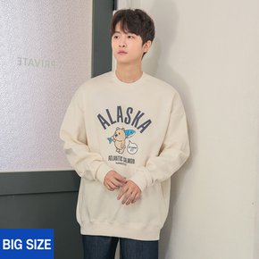 [alvinclo_enormous] XL~4XL 빅사이즈 알래스카 연어 곰돌이 오버핏 맨투맨 BE5980 (3 COLOR)
