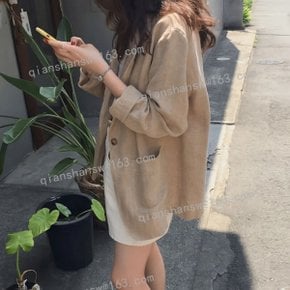 여성 여름 린넨 정장 자켓 루즈핏 얇은 블레이저 오피스룩 데일리룩