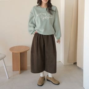 멜리 여성 라운드넥 후리스 맨투맨 자수 레터링 겨울 티셔츠