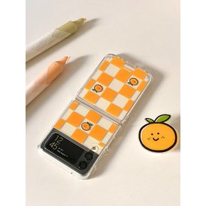 Tangerine checkerboard Z flip case (jelly/jelly hard case)