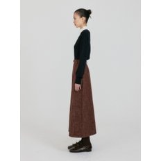 ZANIA Belted Maxi Denim Skirt - Brown