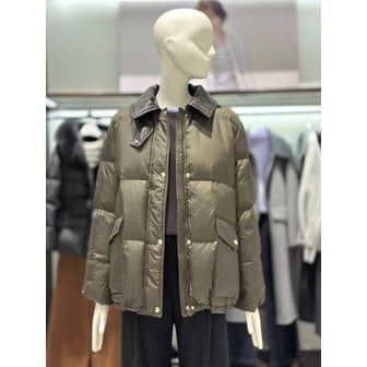 ZOOC [시흥점] 페이크 레더 배색 포인트 구스 다운 점퍼 V254PSG946