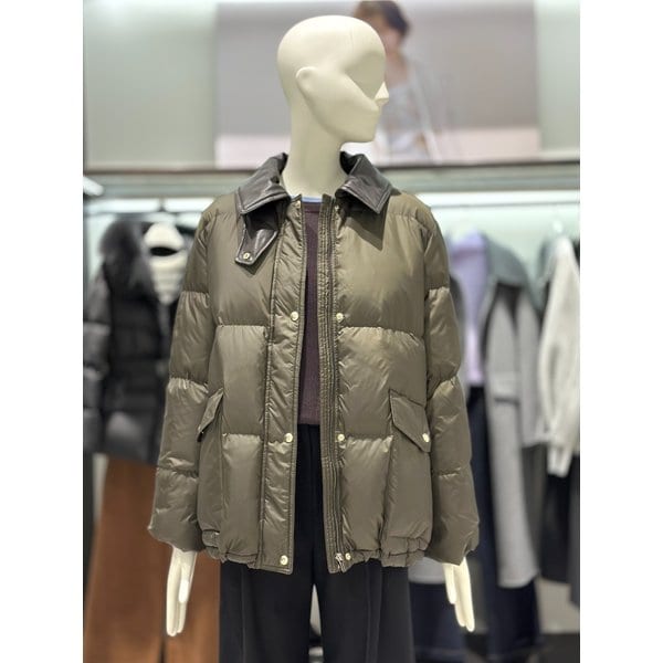 [시흥점] 페이크 레더 배색 포인트 구스 다운 점퍼 V254PSG946