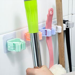 다용도 막대걸레 훅 봉걸이 거치대 부착식 원룸정리 자취방청소용품 밀대걸이