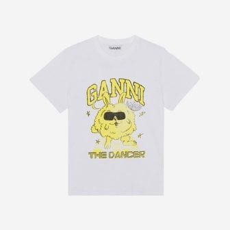  (W) 가니 릴드 댄스 버니 티셔츠 브라이트 화이트 (W) Ganni Relaxed Dance Bunny T-Shirt Brigh