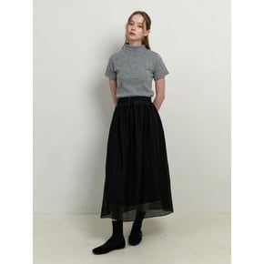 corset ribbon layered long skirt - black