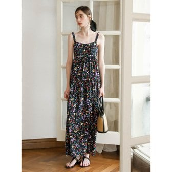 던드롭 DD_Backless floral black tube top dress