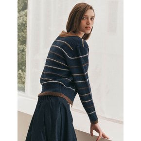 WD_Daily striped cardigan_NAVY