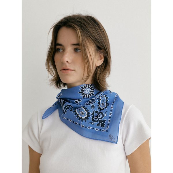 Cotton Paisley Bandana Scarf - Airy Blue