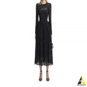 24 BLACK CORD LACE LONG SLEEVE MIDI DRESS (RS24182MB-BLACK) (블랙 코드 레이