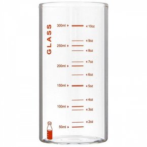 내열유리 눈금패턴 실린더 유리컵 물컵 350ml 오렌지