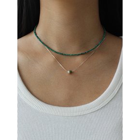 [Silver 925] Gem Necklace (Malachite)