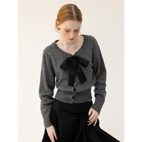 CO LAMBSWOOL RIBBON TIE KNIT CARDIGAN_GREY