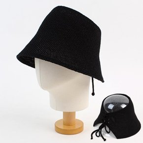 Back Strap Black Bonnet Hat 여름버킷햇