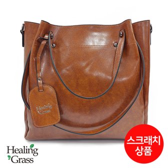 힐링그래스 [여주점] [스크레치]소가죽 숄더백 수납력 좋은 다용도 데일리 토트백 (크로스끈) HGCL3532BR-S