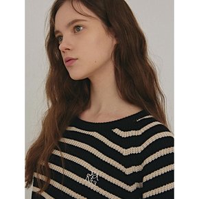 STRIPE BOLD PULLOVER KNIT_BLACK