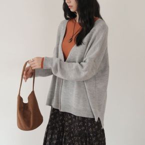 언발 슬릿 그레이 루즈 가디건_P437693854