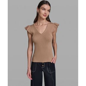 칼라거펠트 우먼 V-Neck Flutter Cap-Sleeve 스웨터 - Cartouche 26767446 1391347