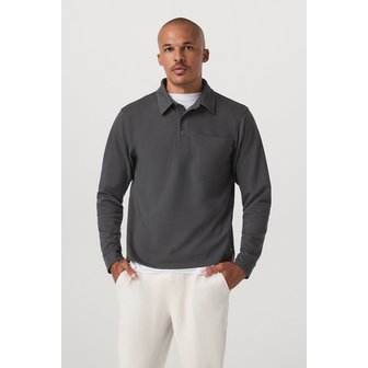 뷰오리 [남성] 긴팔 와플 폴로_다크 그레이 VR16121051000