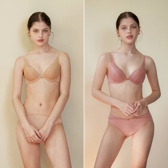 WONDERBRA 에센셜 원더부스트 브라팬티 4종세트 샌드베이지+샌드핑크 WBW3O2728_T