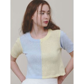 Sherbet Half and Half Sweater (Sky Blue & Lemon)