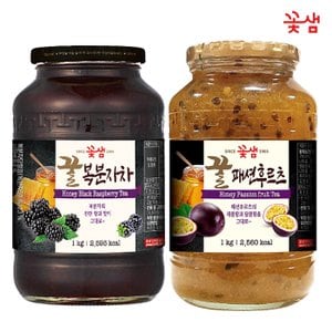  꽃샘 꿀 복분자차 1KG +꿀 패션후르츠차 1KG (과일청)