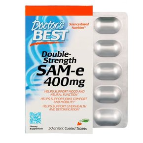 닥터스 베스트 더블 스트렝스 SAM-e 샘이 400mg 30캡슐 X 2통 장용코팅 타블렛