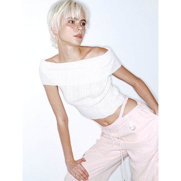 [리퍼브]COOL OFF SHOULDER KNIT [WHITE]