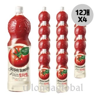  자연은 토마토 아침대용 건강 주스 음료 1.5L 12개 X4