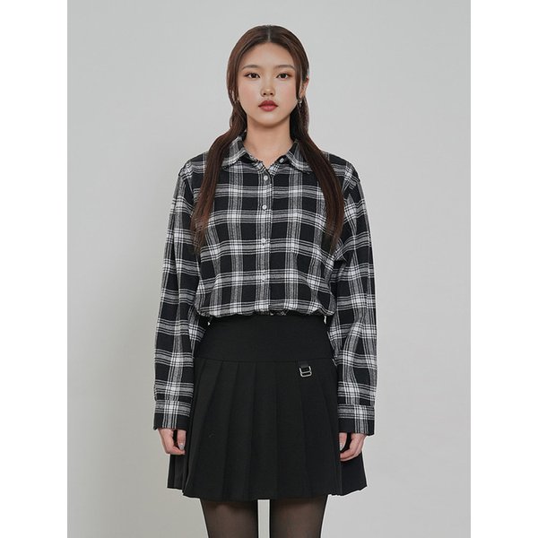 여성 체크 스탠다드 셔츠 (BLACK) (HAALS5A)