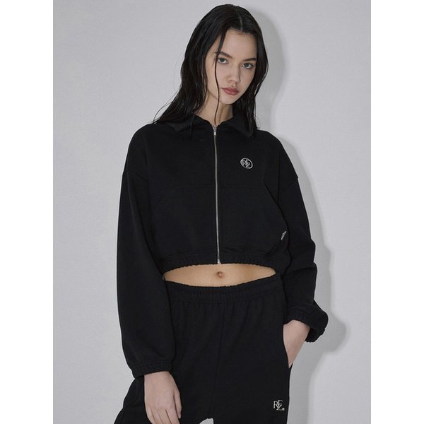 Crop Callar Zipup [Black]