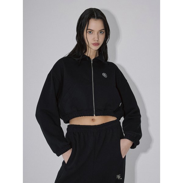 Crop Callar Zipup [Black]