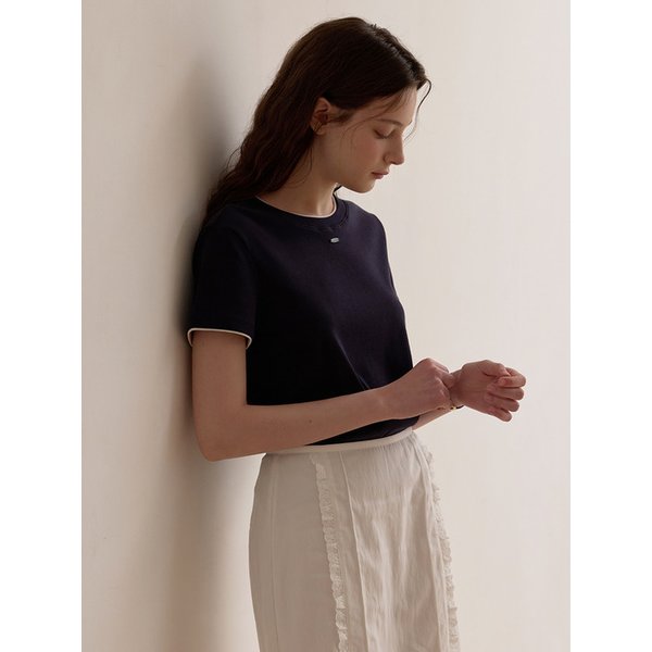 Ribbed layered t shirt - Navy