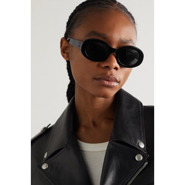 트리옹프 오벌 프레임 아세테이트 선글라스 블랙 1647597311390842