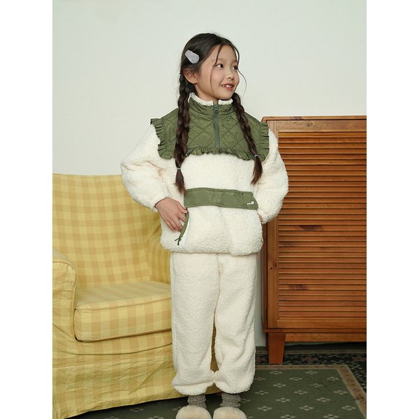 [KIDS] Ruffle Fleece Pants_Khaki