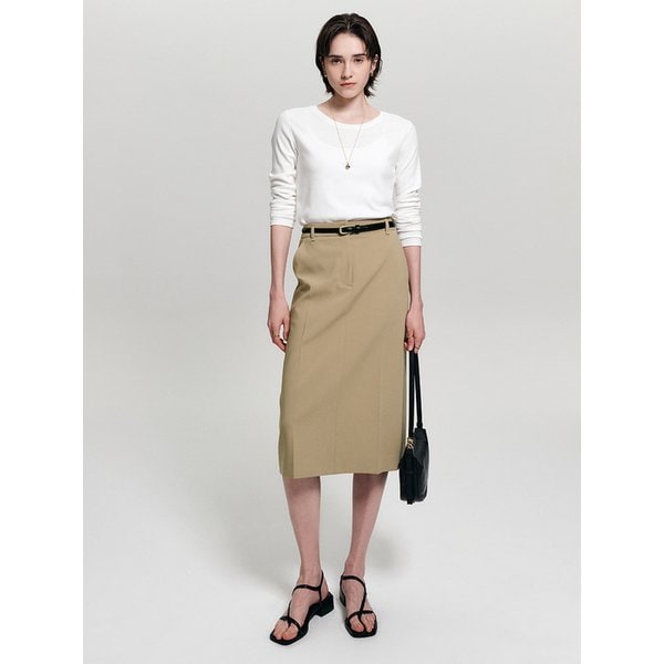 세렌 H라인 미디 스커트_베이지 / SEREN H LINE MIDI SKIRT_BEIGE