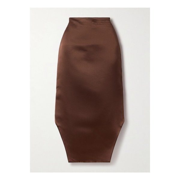 더치스 실크 새틴 미디 스커트 브라운 1647597333155256